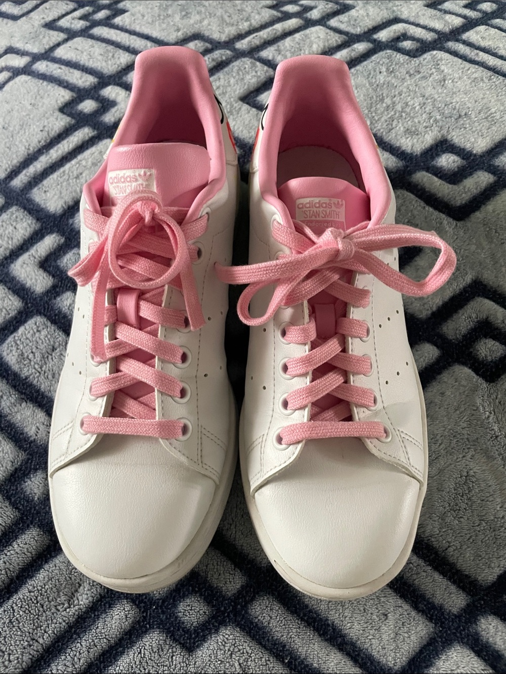 adidas Women's White Sneakers with Pink Accents